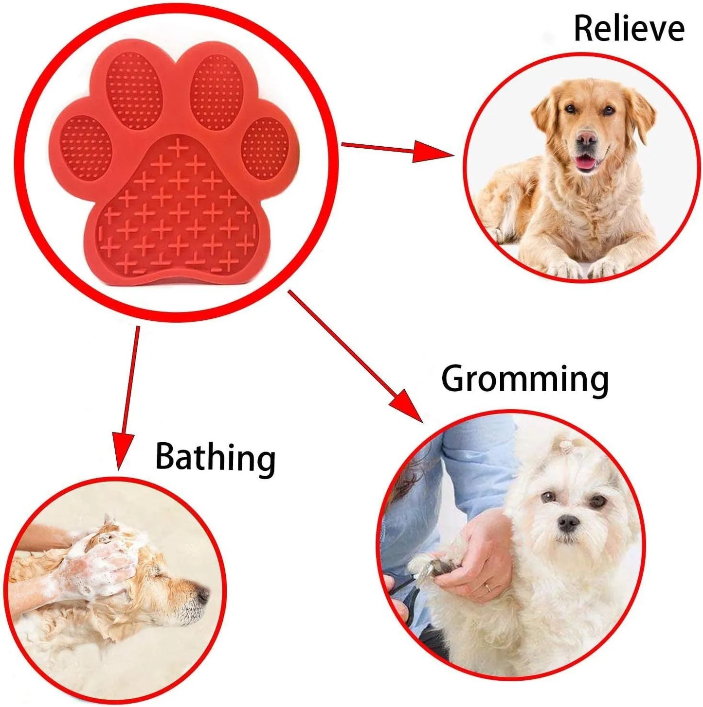 Bone-shaped blue silicone dog licking mat with suction cups on a tile surface
