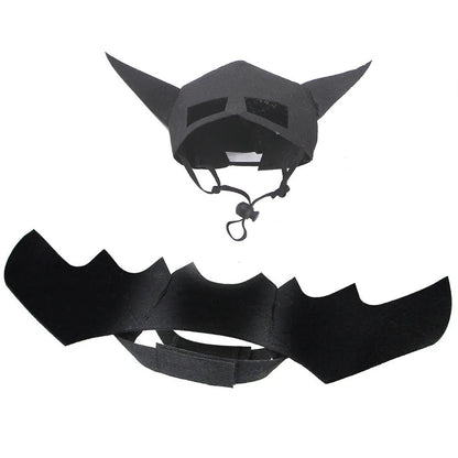 Halloween pet mask and bat wings corset in cloth, adjustable neck 25-35cm, sizes S M L