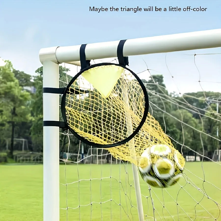 Portable soccer training goal net with lightweight fibreglass frame for backyard practice drills
