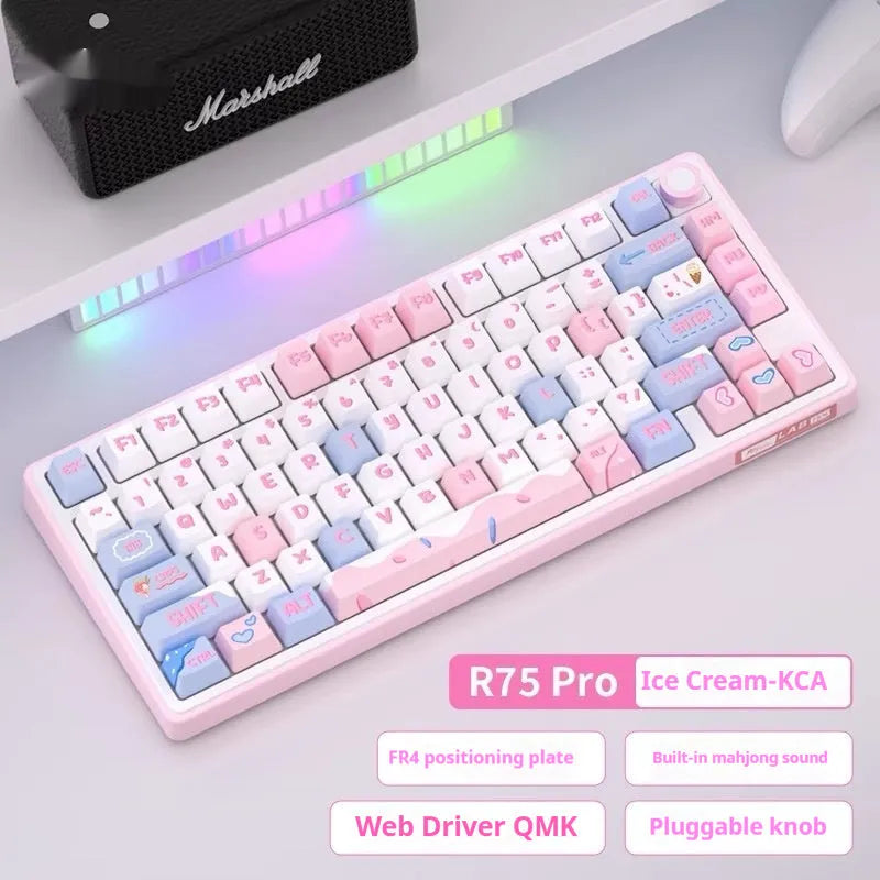 Wireless mechanical keyboard with RGB backlighting and hot-swappable key switches.
