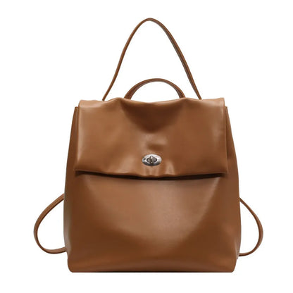 Retro large capacity women's backpack in PU with diamond grid and chain detail, free size, available in beige, black, silver, and brown