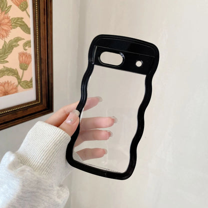 Two-in-one wave shell transparent phone case with PC colour hem for Google Pixel models