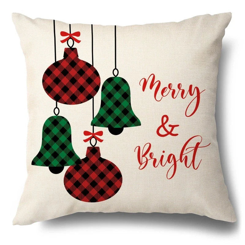 Christmas Hugging Pillowcase with flax elk design for festive home decor