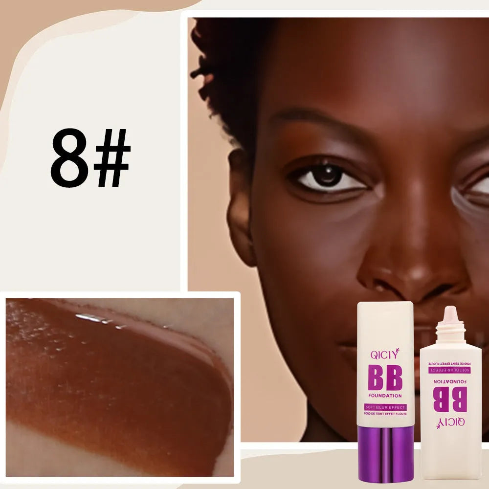 BB cream liquid foundation concealer bottle in one of 10 available shades with brightening properties