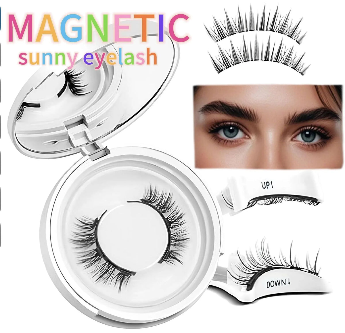 Magnetic suction false eyelashes with integrated soap holder, glue-free artificial fibre, 50g set, 75x75x25mm