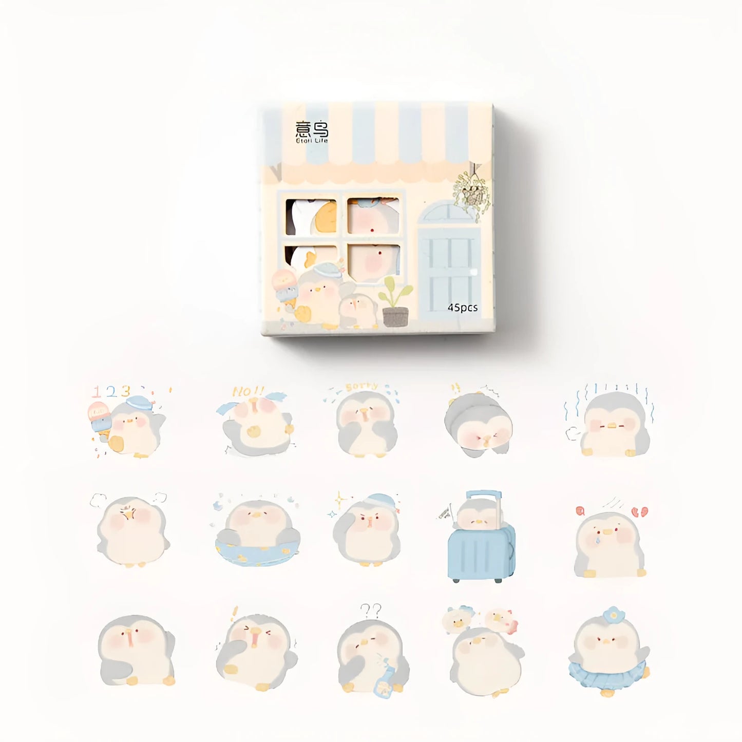 Paper account stickers with penguin theme for financial tracking in journals 20-50mm width