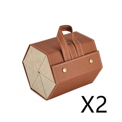 Foldable PU leather sunglasses and eyeglasses travel organiser case in black and brown