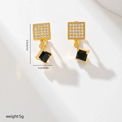 Square fashion zircon earrings in various colours, perfect for women's accessories