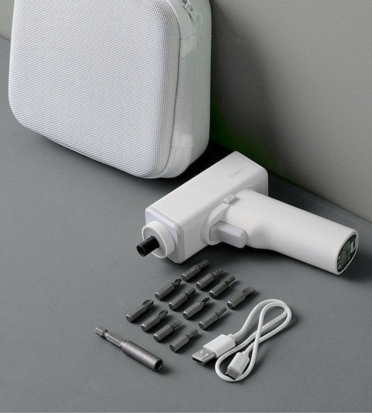 Compact electric screwdriver with LED light for home use