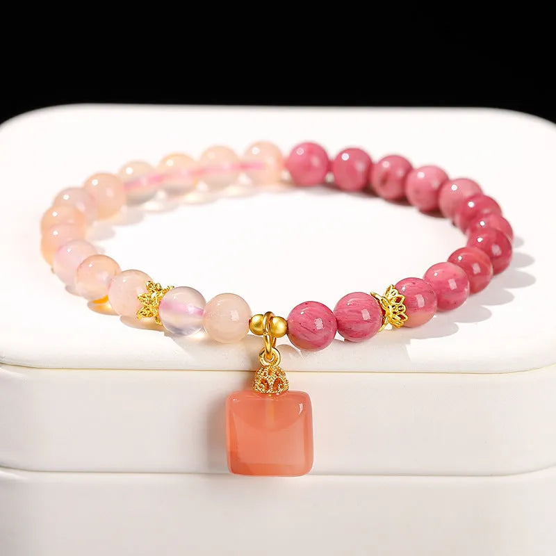 Green natural crystal Chinese-style bracelet for women and girls