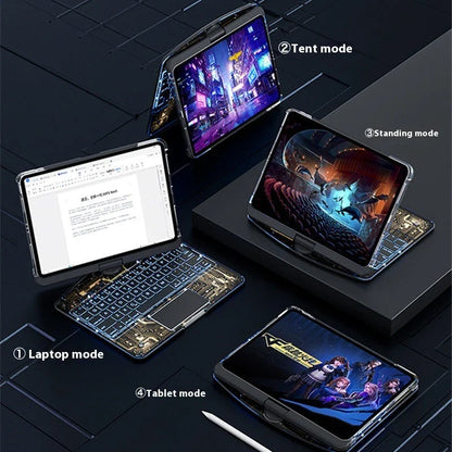 Versatile iPad keyboard case with 360-degree swivel rotation, scissor-style keys, and integrated pen slot for enhanced mobile productivity