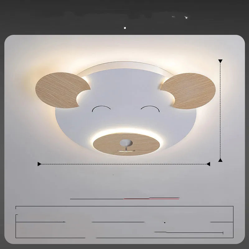 Modern white cartoon bear design ceiling lamp for a princess bedroom, shown in two size options.