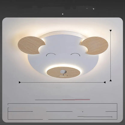 Modern white cartoon bear design ceiling lamp for a princess bedroom, shown in two size options.