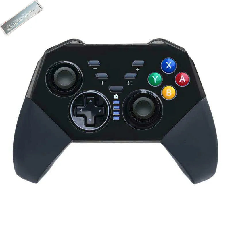 Wireless Nintendo Switch Pro controller in black, white, or blue with analogue sticks and action buttons.