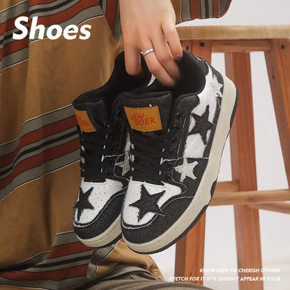 Adult skateboard shoes with denim upper and round toe design in black, green, pink colours