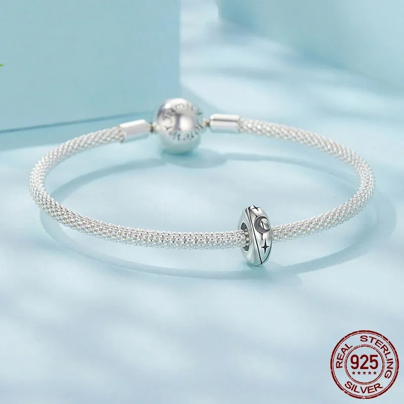 S925 sterling silver silicone positioning spacer bead, 1.0 x 0.4cm, 0.45cm aperture, pearlescent SCC3119