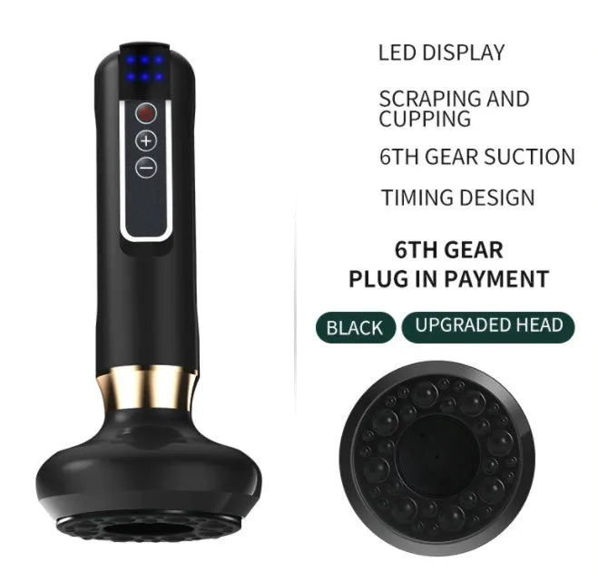 Green electric vacuum cupping massager with adjustable suction and infrared heating functions