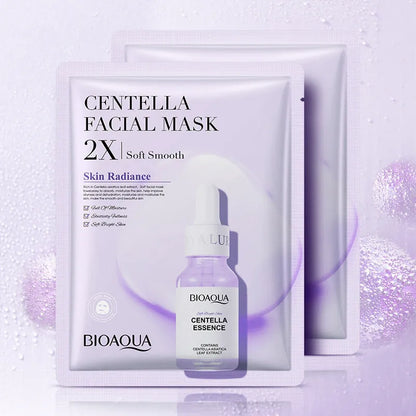 White collagen and hyaluronic acid facial sheet mask in 30g gel format on skin