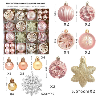 Christmas decoration pendant set with electroplated balls and painted gifts in cowhide presentation box