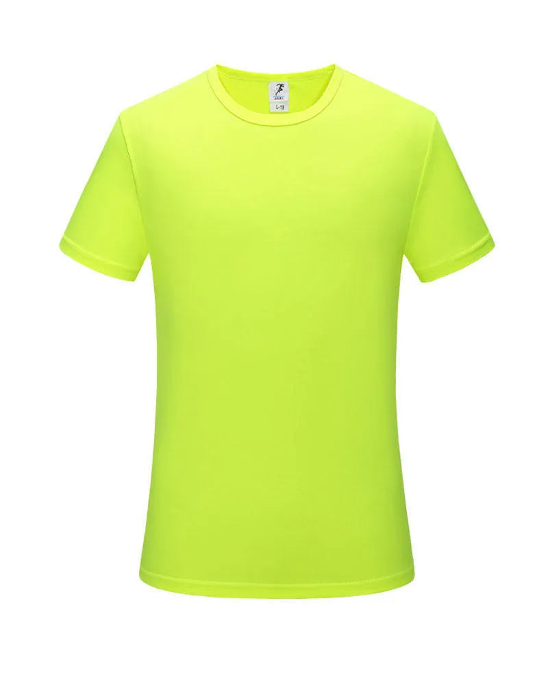 Men's slim fit quick-drying short sleeve t-shirt in a solid colour on a hanger.
