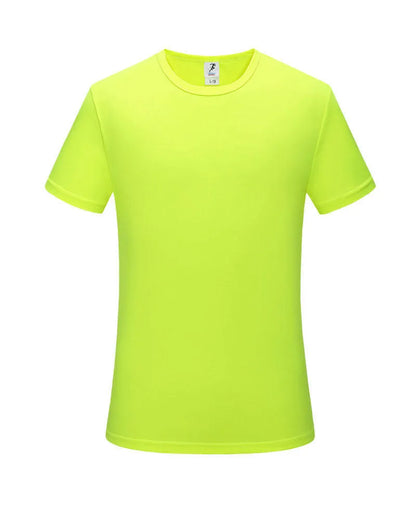 Men's slim fit quick-drying short sleeve t-shirt in a solid colour on a hanger.