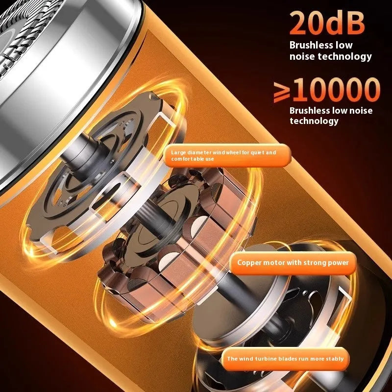 Mini gold and black men's electric shaver with washable design and low-noise brushless motor.