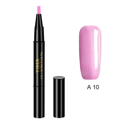 3-in-1 Gel Nail Varnish Pen with Glitter for One-Step Nail Art