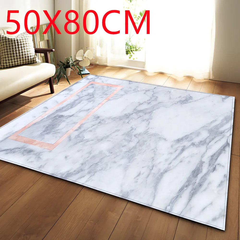 Polyester marble pattern carpet in 121.9x160cm and 50x80cm sizes for floor protection