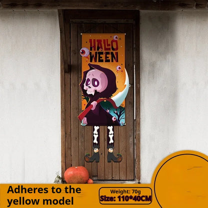 Halloween cloth wall painting with pumpkin design measuring 110cm by 40cm