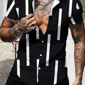 Men's slim fit short sleeve shirt with 3D floral pattern in multiple colour options