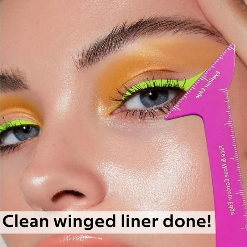 Pink and LaserFX coloured 3-in-1 eyeliner stencils for hooded eyes with winged liner and contour guides