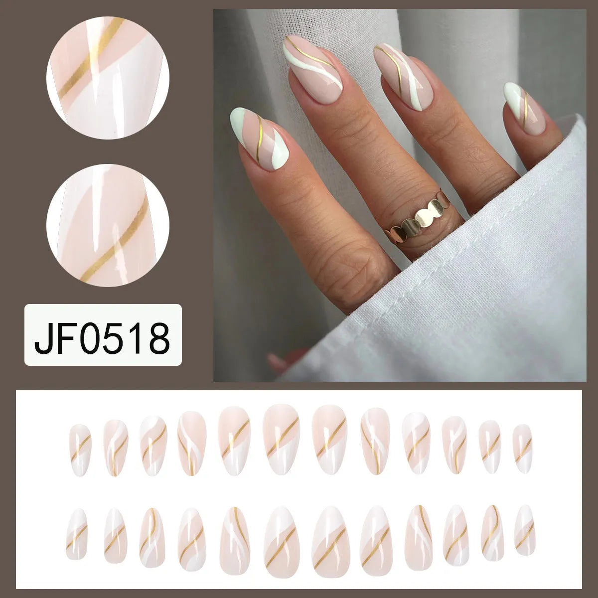 Medium drop shape plastic wearable nail stickers with plaid pattern in jelly glue colour
