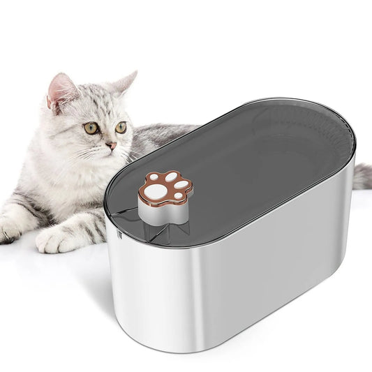 Berlin blue 3-litre cat water fountain with LED light, triple filter, and quiet pump on floor