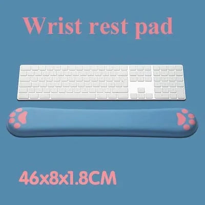 Memory foam keyboard wrist rest pad in six colours showing 46cm width and cloth surface