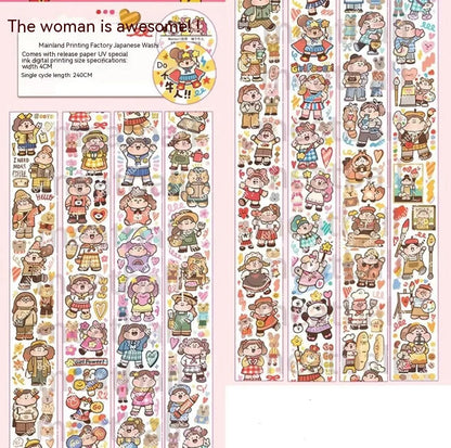 Haemorrhoid tape packaging stickers with cartoon characters, 42 styles, Japanese paper, 5 cm size