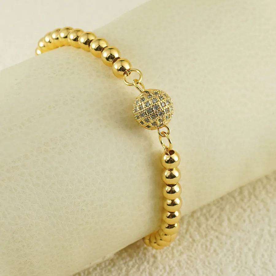 Women's copper bracelet with heart-shaped Arabic design and zircon stones for daily jewellery