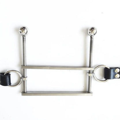 Stainless steel adult gag toy shown in black, pink, or red specification for role play use