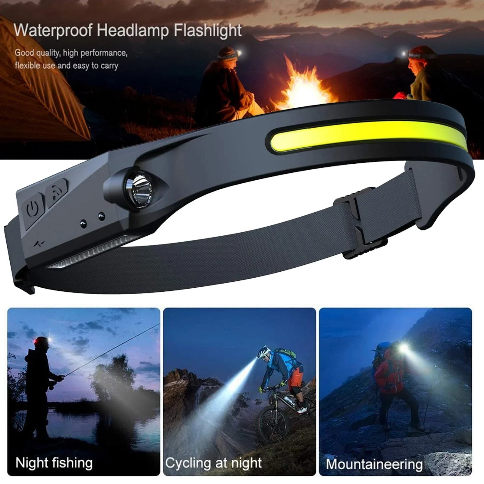 A versatile LED headlamp with a wide-angle beam, long-range side lighting, and hands-free operation for outdoor adventures