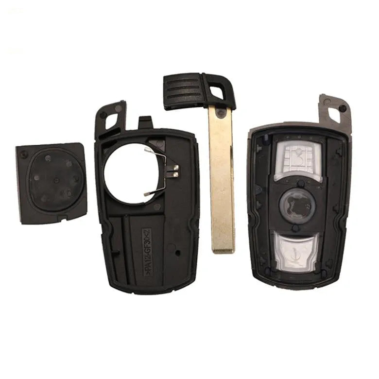 CAS3 BMW replacement car key fob with three buttons and a blank metal blade.