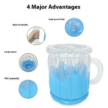 Yellow inflatable PVC ice bucket for beer steins and outdoor drinks