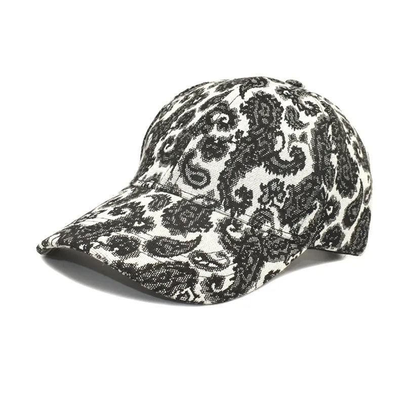 Paisley pattern printed baseball cap in medium 56-58cm size with polyester fabric