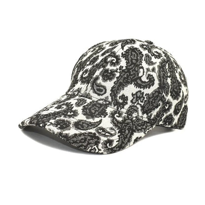 Paisley pattern printed baseball cap in medium 56-58cm size with polyester fabric