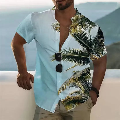 Men's loose fit short sleeve shirt with a colourful floral pattern, cardigan style.