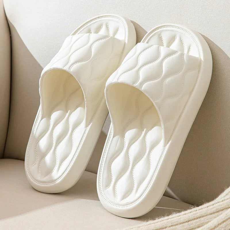 Ripple style EVA house slippers in white, pink, light green, dark khaki or black, sizes 36/37 to 44/45, one pair