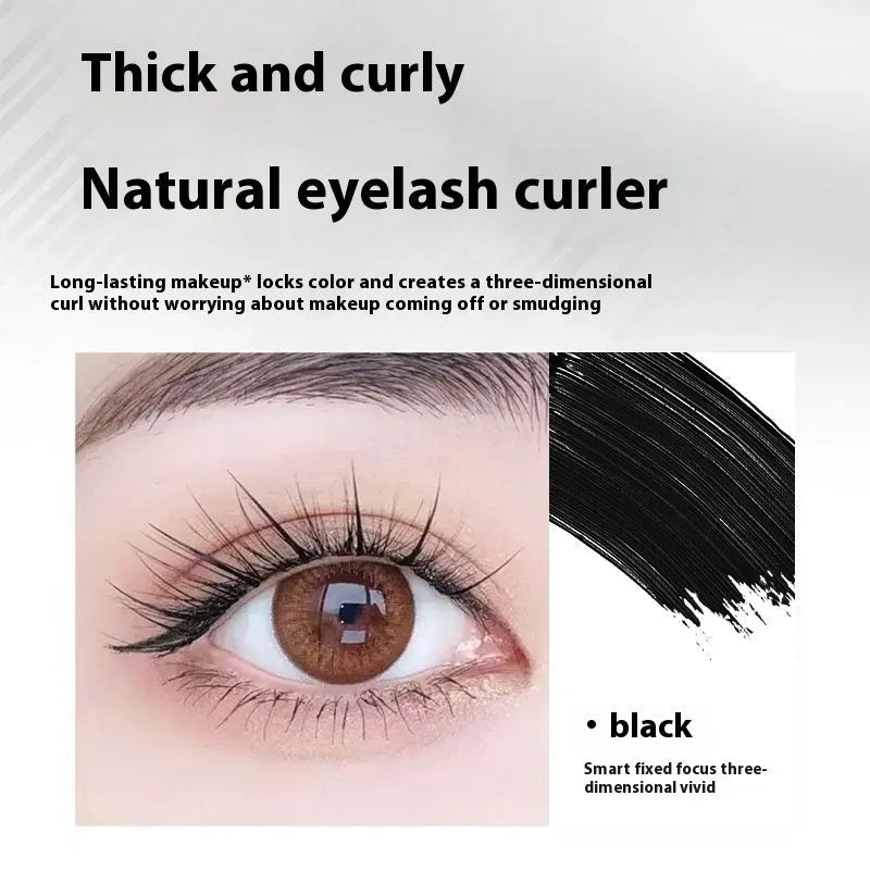 Waterproof steel tube mascara in black and brown shades with optional eyelash curler.