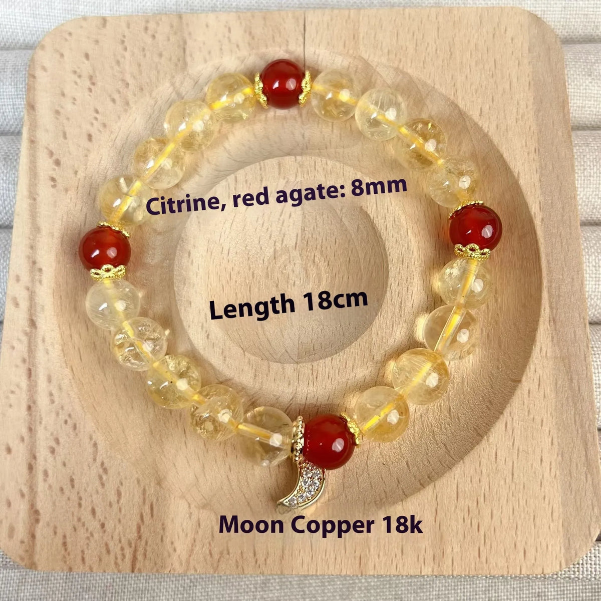 Handmade citrine red agate moon boom crystal bracelet for women.