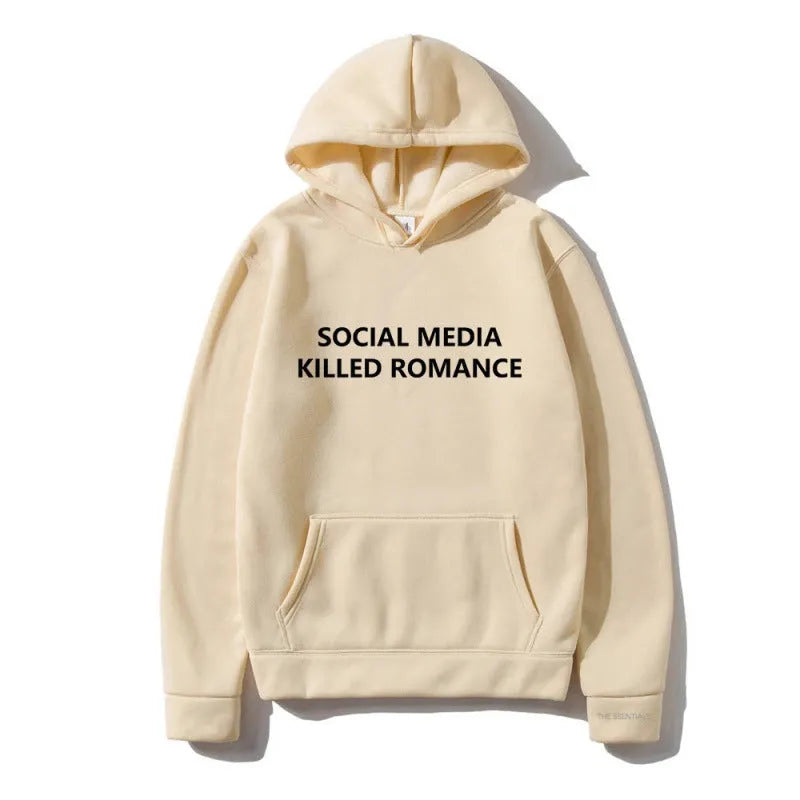Men's slim fit hoodie with printed spring letter pattern, long sleeves, and hood in polyester material