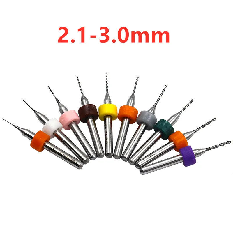 Tungsten steel PCB drill bits with fixed shank and 0.1-1.2mm blade diameter for circuit board drilling