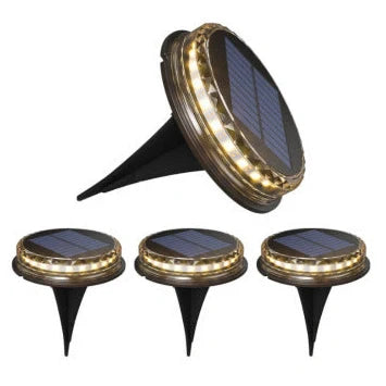 Square solar buried light with solar panel, 121mm dimensions, installed flush with ground surface