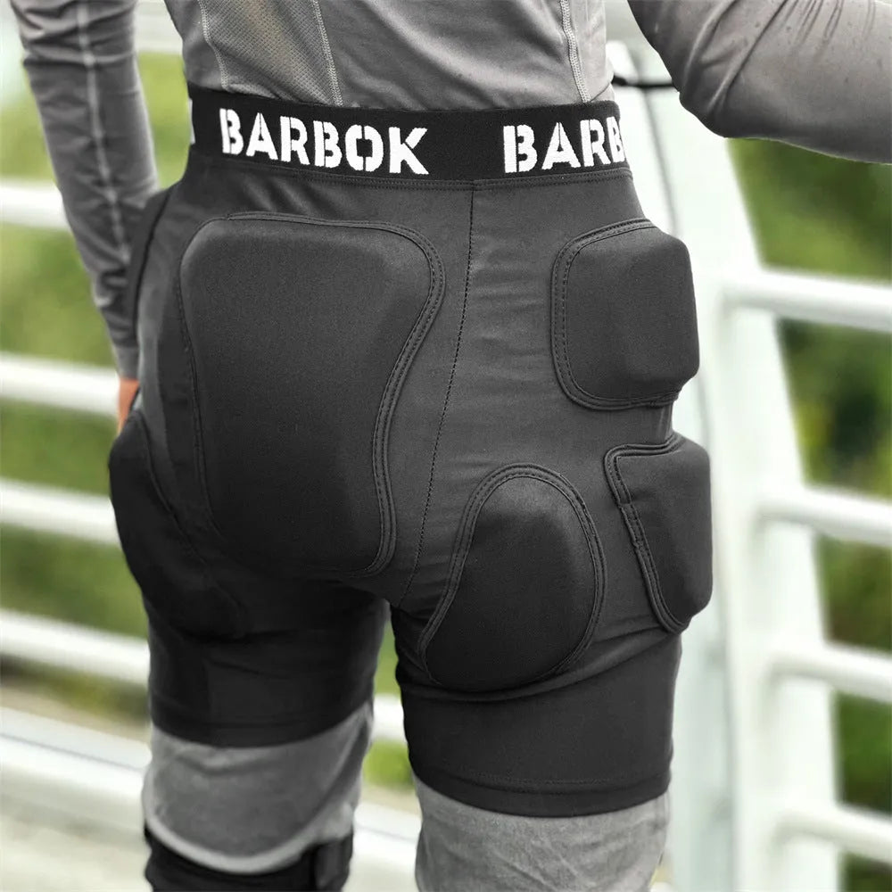 Black skateboarding hip protection pads made from spandex fabric with NBR foam padding